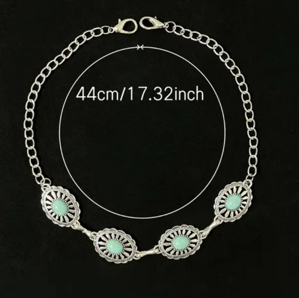🆕️🤠 SILVER-TONE FAUX TURQUOISE WESTERN BOOT CHAINS🤠 - Picture 4 of 6